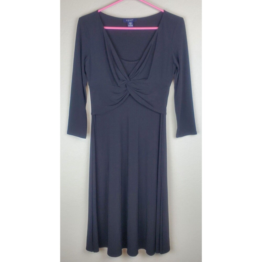 Chaps Women's Size Small 3/4 Sleeve Black Dress Very Stretchy and Flowy!